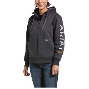 Ariat Charcoal Gray Full-Zip Hoodie with Sleeve Logo